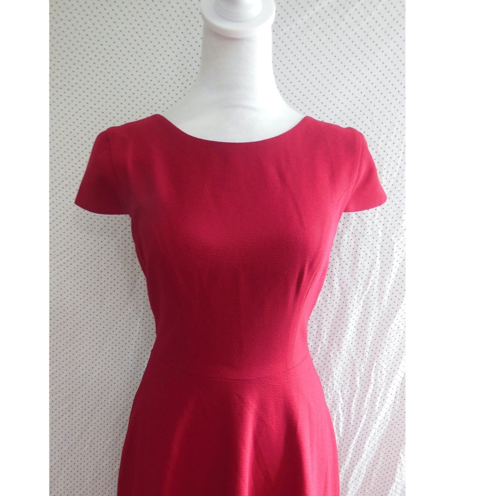 NEW DRESS THE POPULATION Livia GARNET Red Fit & Flare MIDI Cocktail DRESS S - Picture 5 of 14